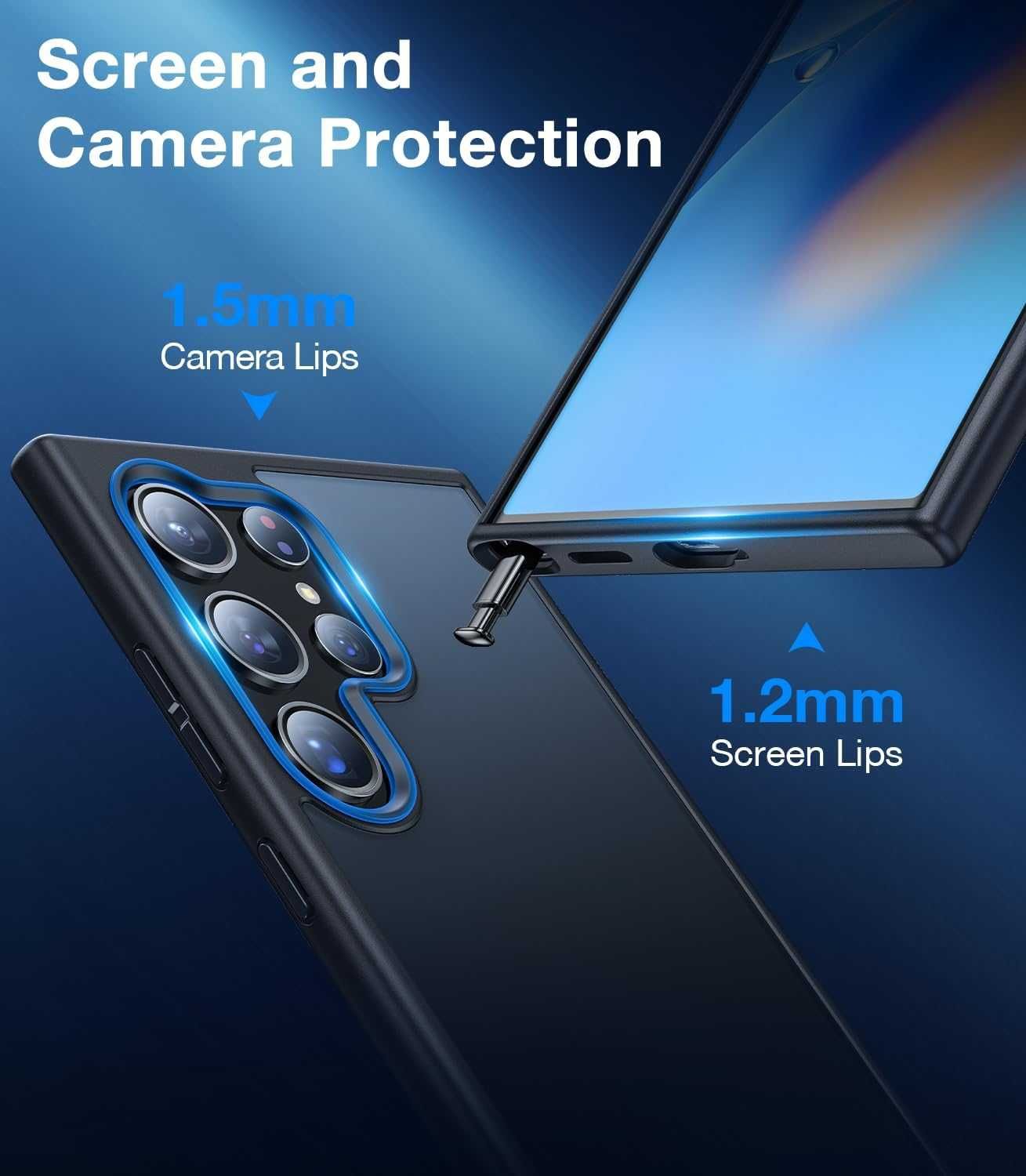 Meifigno etui pancerne Samsung Galaxy S23 Ultra 2szt bezbarwne czarne