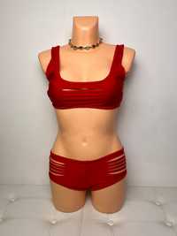 Czerwone bikini kostium kąpielowy wycięcia top M/L 40