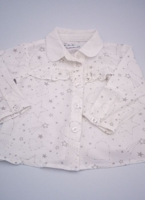 Zestaw sukienka + biała w gwiazdki koszula roz 68cm