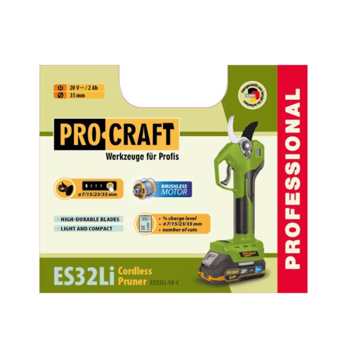 Акумуляторний секатор Procraft ES32Li (з 1 акб)+ подовжувач 2.0