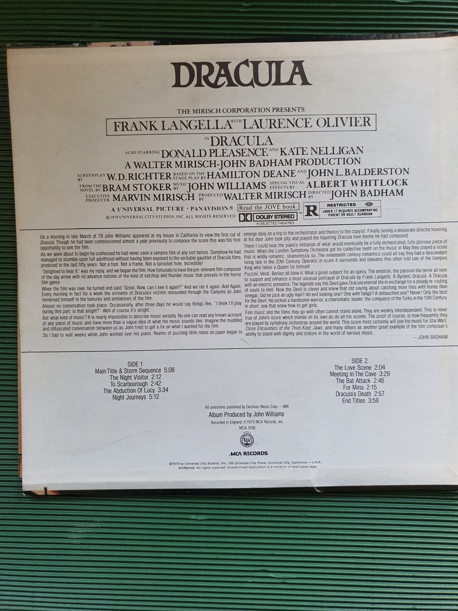 Dracula Soundtrack -John Williams (LP, NM, USA 1979)