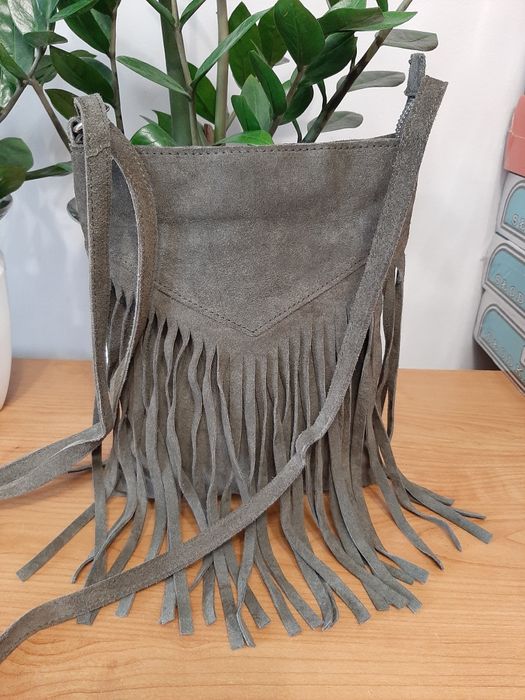 Skórzana torba frędzle skóra naturalna jak nowa