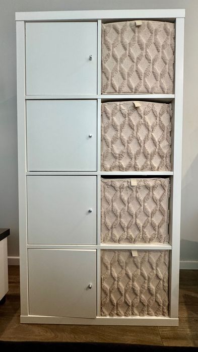 Regał KALLAX IKEA + drzwiczki + pudła
