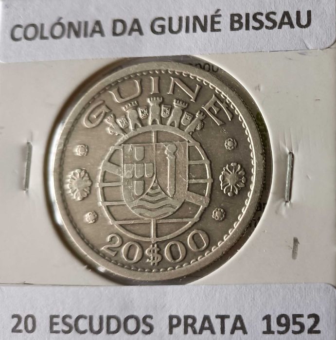 1 Moeda Portuguesa 20 Escudos  Ex Colónia Ultramarina da Guiné  Prata