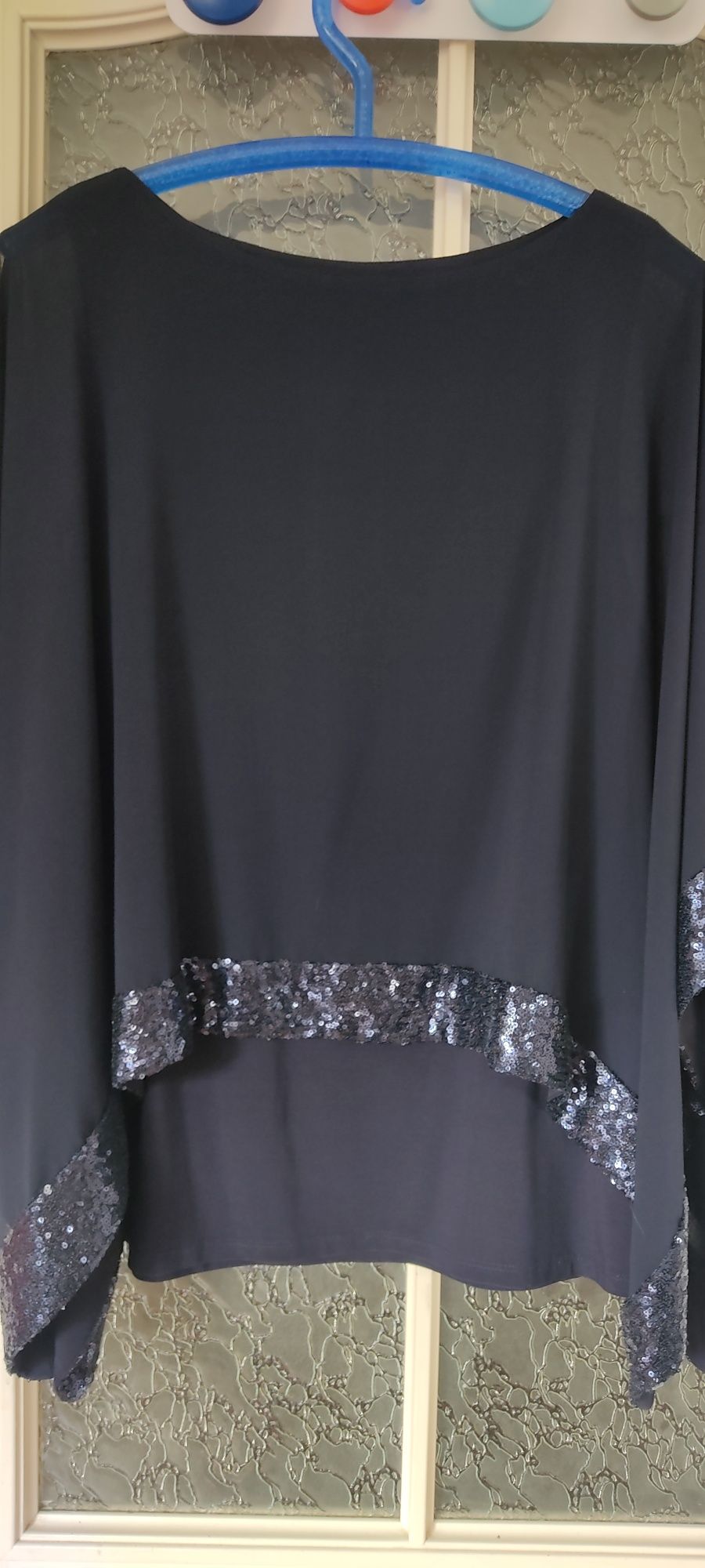 Tunika sukienka bluzka koktajlowa sylwester granatowa+cekiny Wallis L