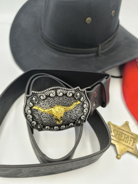 Kapelusz kowbojski pas pasek byk bandana cowboj gwiazda szeryfa