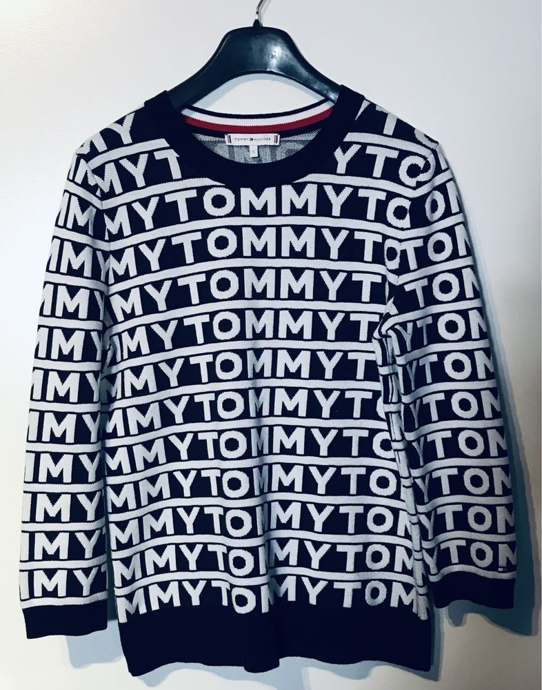 Sweterek Tommy Hilfiger, bialy, logowany, S