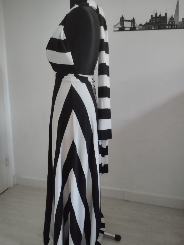 Sukienka Glamour maxi paski gołe plecy 36(S)