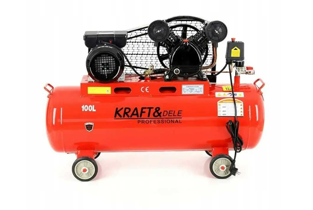 Компресор 100 л. Ремінний Kraft&Dele KD402 2.8 кВт 580л/м два цилінда
