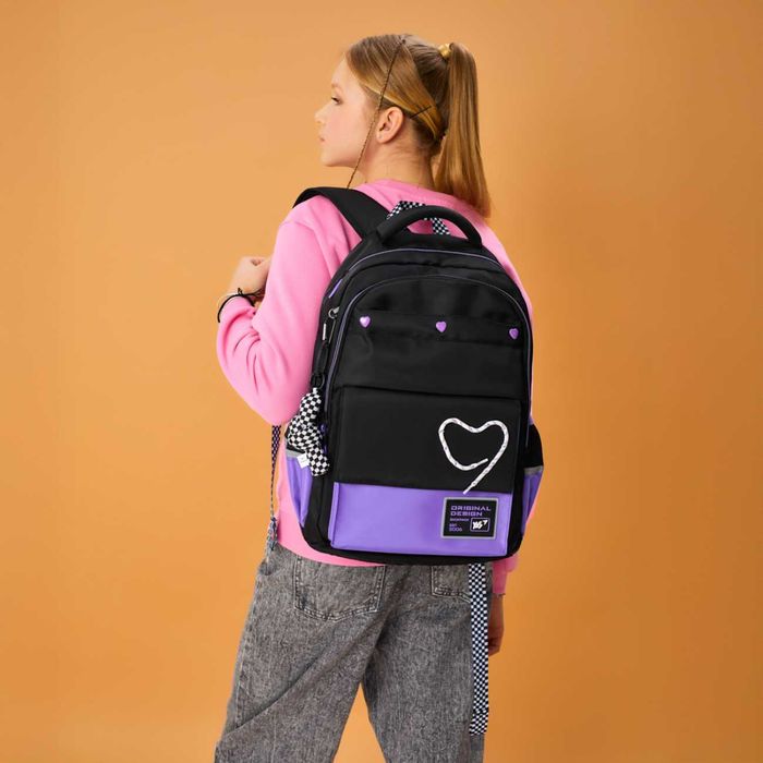 Рюкзак підлітковий шкільний YES Purple Hearts TS-48 на зріст 145-175см