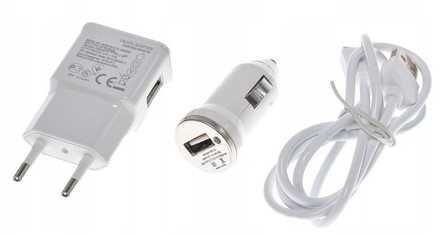 Ładowarka sieciowa + samochodowa + KABEL micro USB