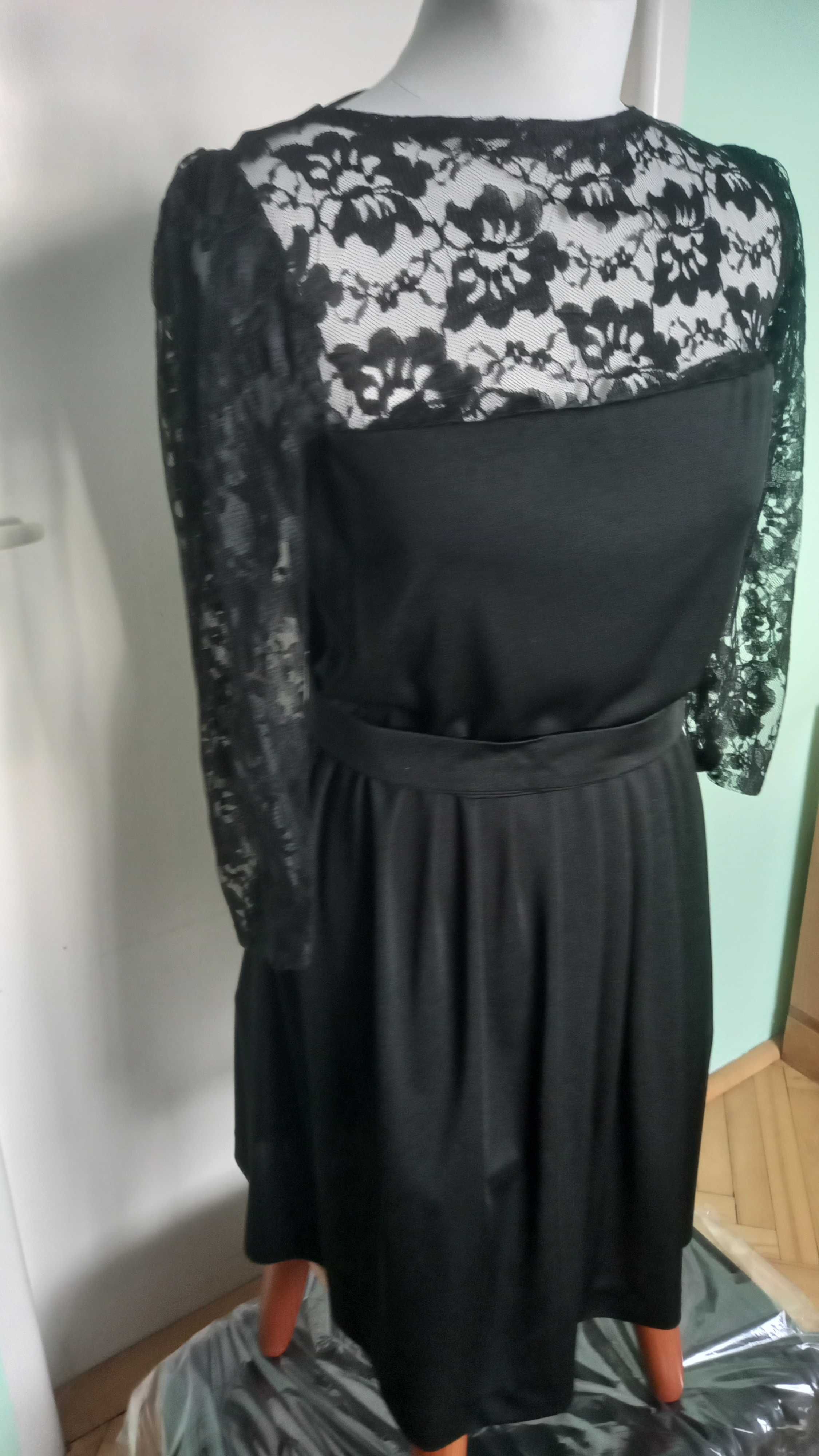 Czarna elegancka sukienka, rozmiar 38