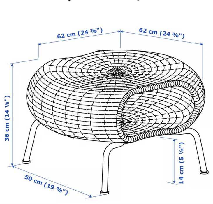 Podnóżek Ikea ze schowkiem, rattan/antracyt GAMLEHULT