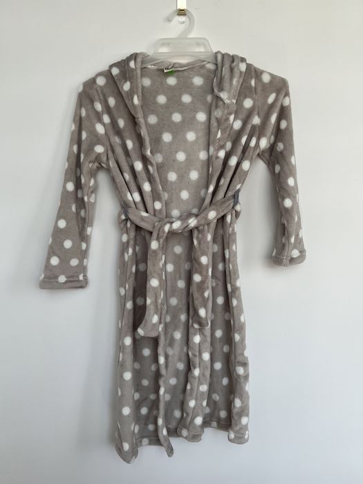 Shein szlafrok dziecięcy szary grochy r.134