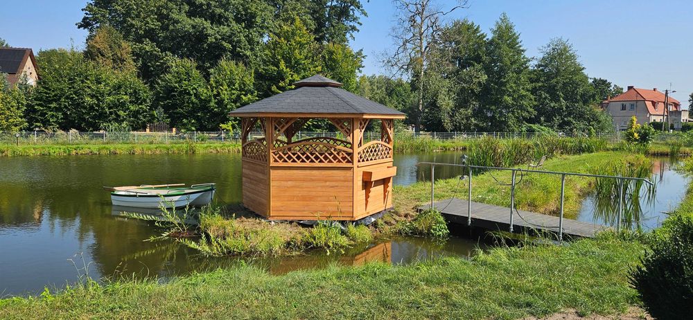 Altana ogrodowa drewniana sześciokątna domki altanki wiaty zadaszenia