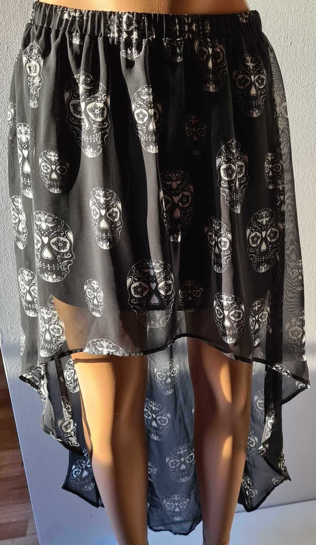 H&M asymetryczna zwiewna spódnica Santa Muerte 36 gothic