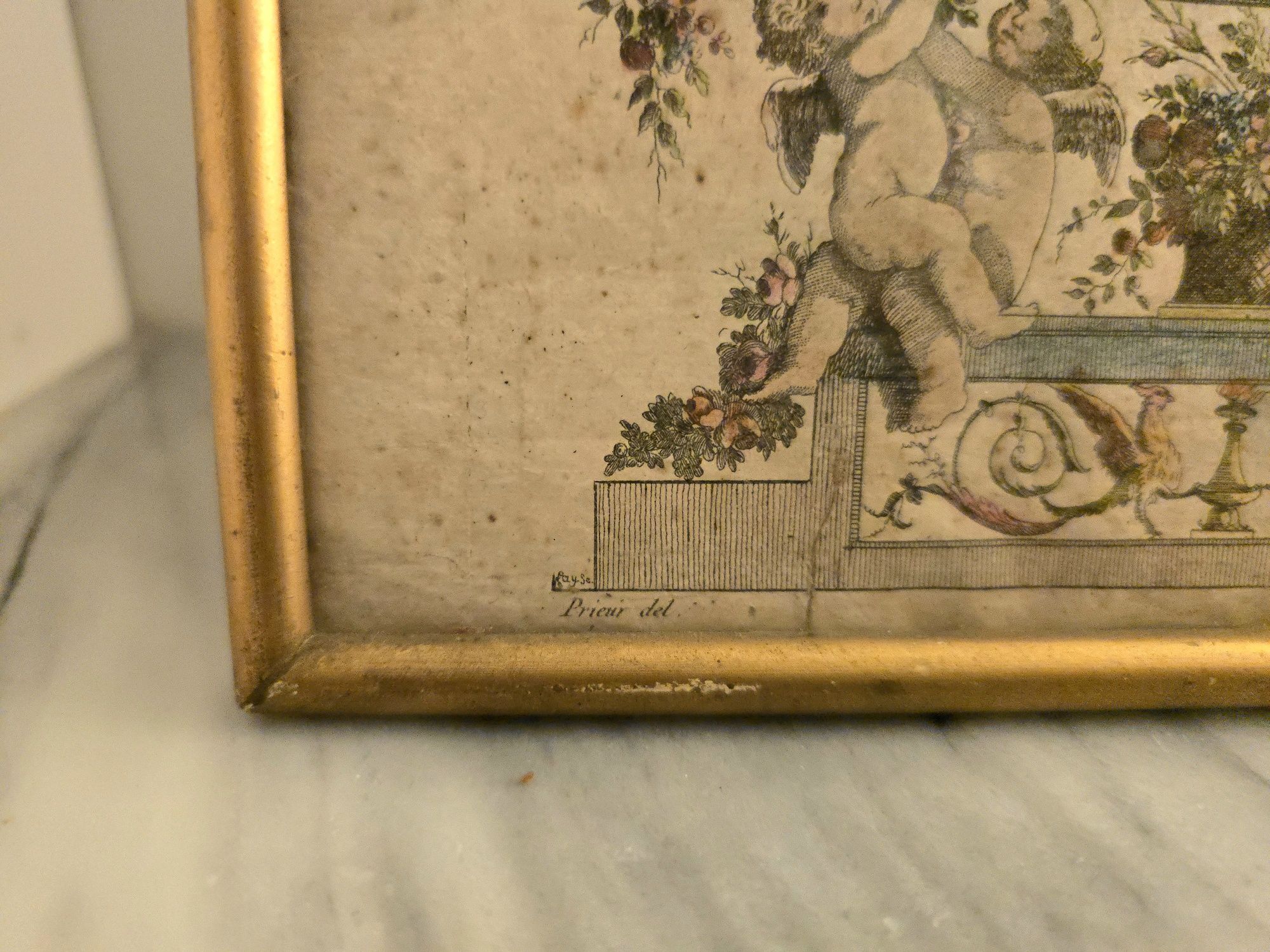 Par de Gravuras Antigas Neoclássicas – c. 1780–1810 – Coloridas à Mão