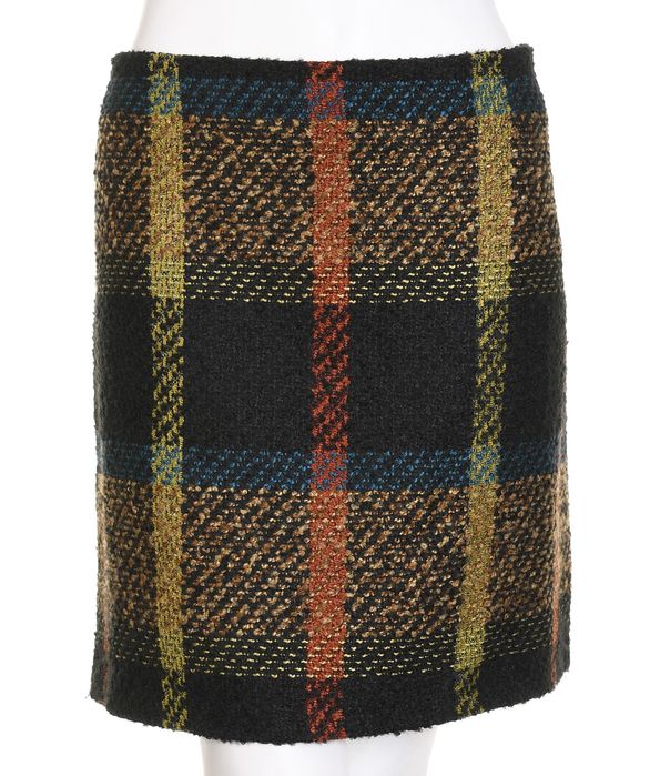 NEXT ciepła mini spódniczka boucle w kratkę jesienna melanż 42 44