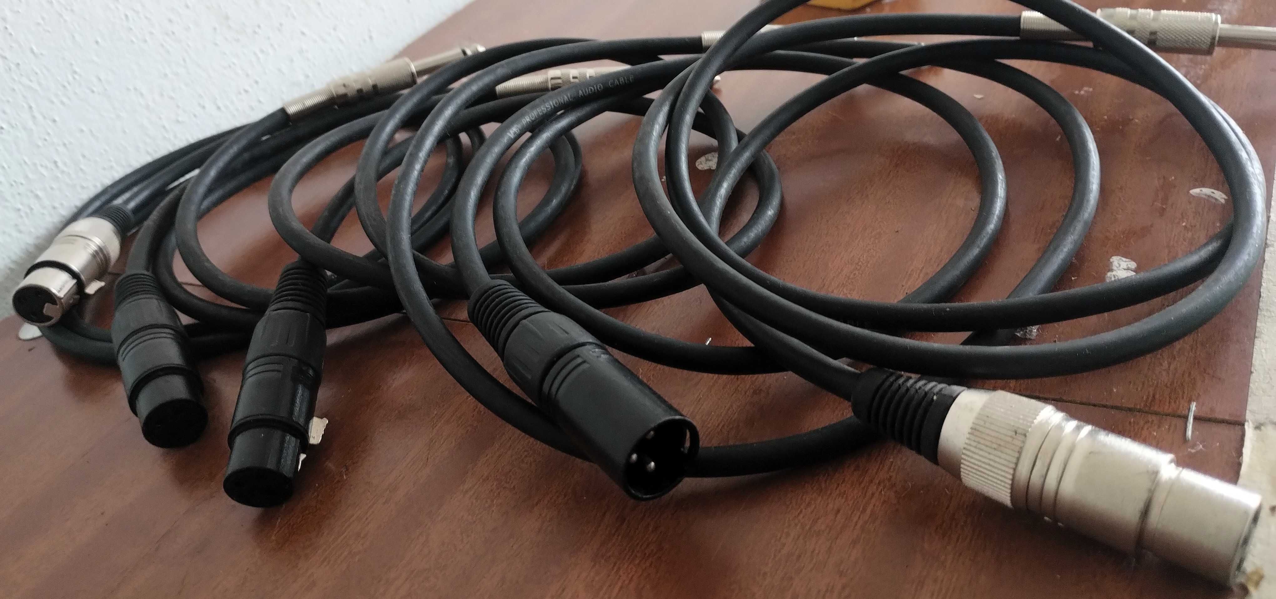 Conjunto 9 Cabos Audio Jack XLR Micro Amplificador Guitarra