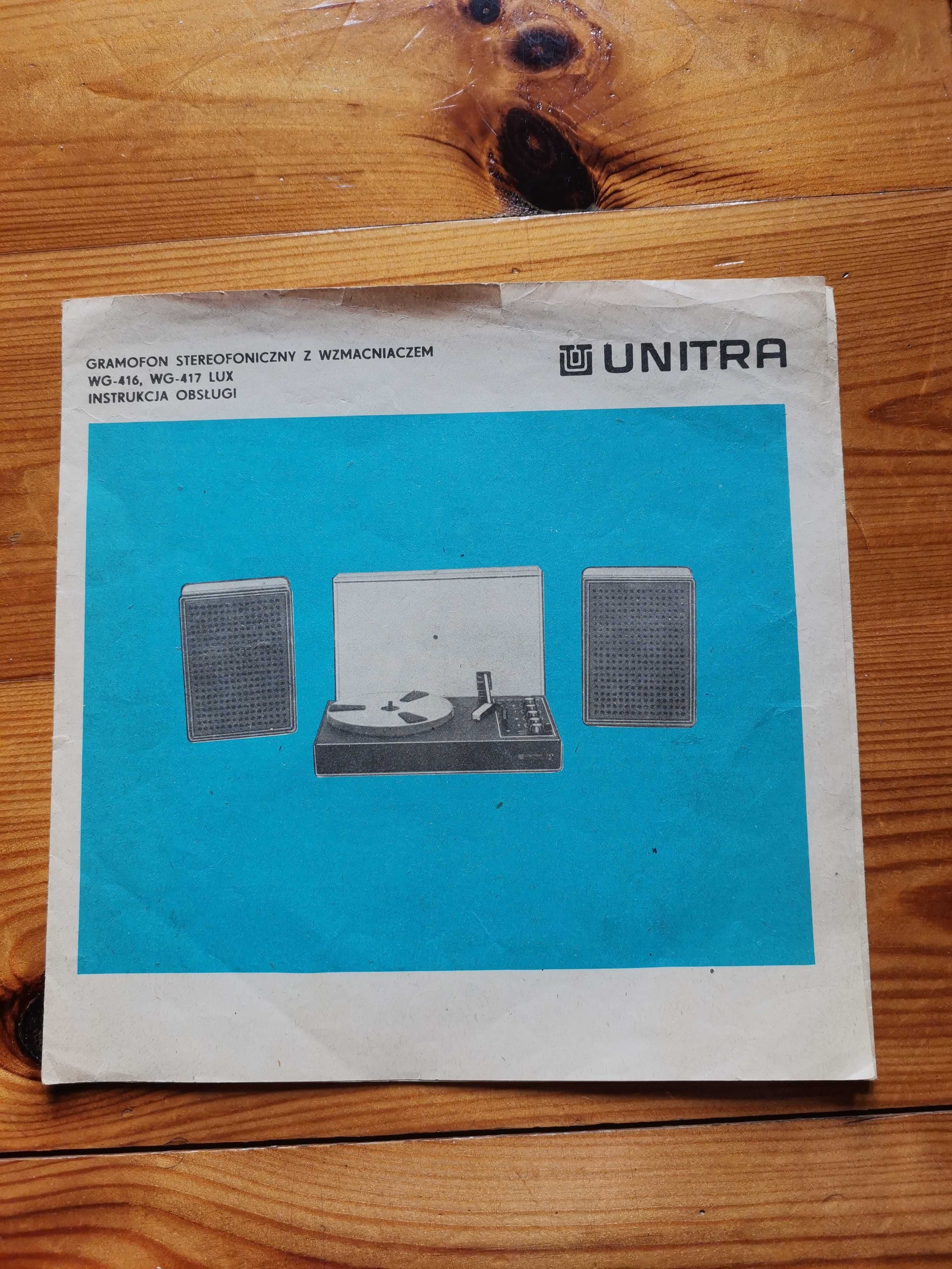 Instr. obsługi Unitra-gramofon stereo z wzmacniaczem WG416, WG417 Lux