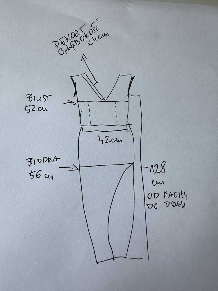 Suknia wieczorowa szyta na rozmiar 42