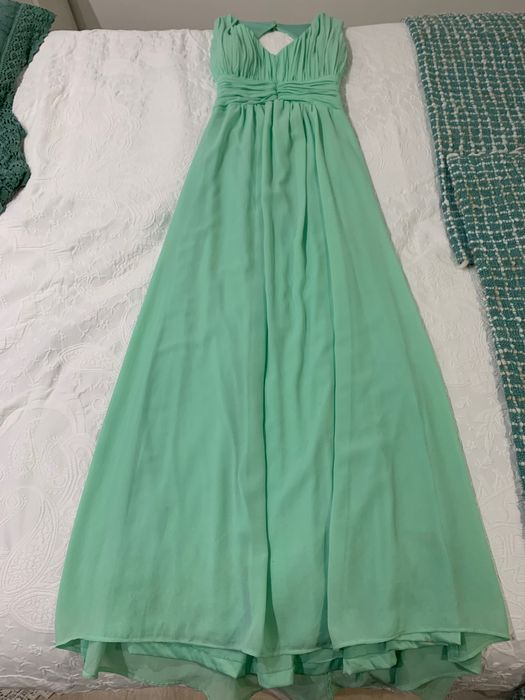 Vestido de gala verde água