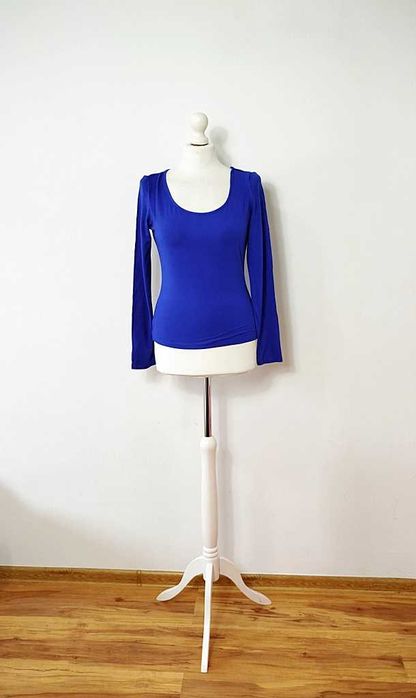 Shein Petite kobaltowa bluzka basic wiskoza