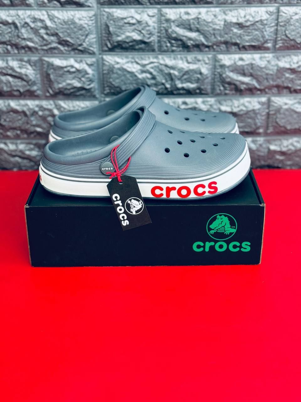 Мужские летние кроксы серые стильные удобные топовые Crocs