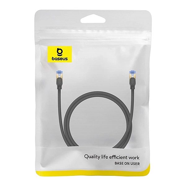 Baseus szybki kabel internetowy RJ45 cat.7/10Gbps 1m pleciony czarny