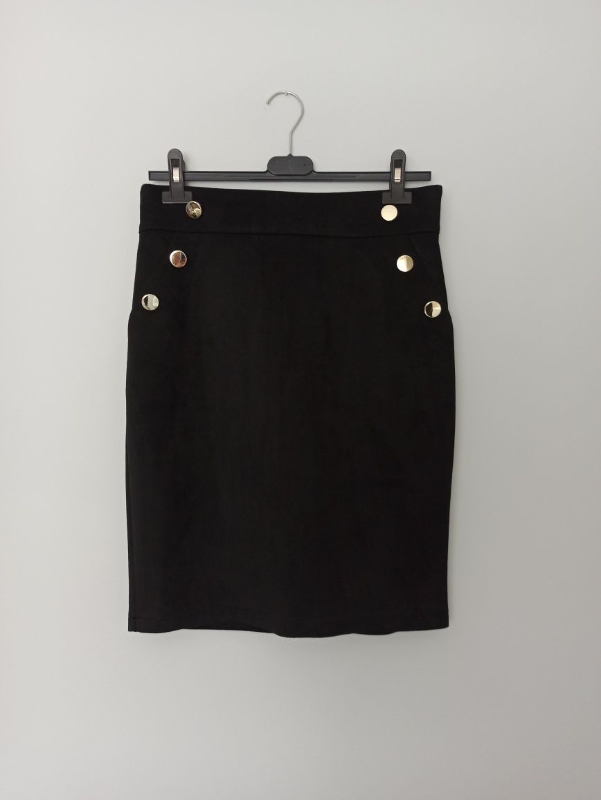 Spódnica damska czarna elegancka zamszowa rozmiar 40 L