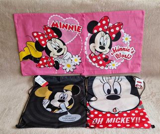 DISNEY, Minnie&Mickey, 4 szt.komplet, poszewki i worko-plecaki-NOWE !