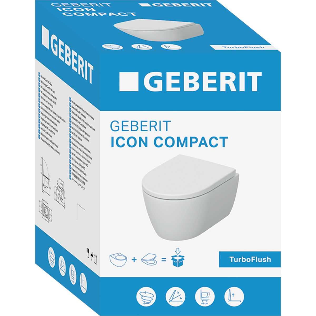 Geberit Conjunto Sanita Suspensa + Tampo ICON  Turboflush 503.048.00.1