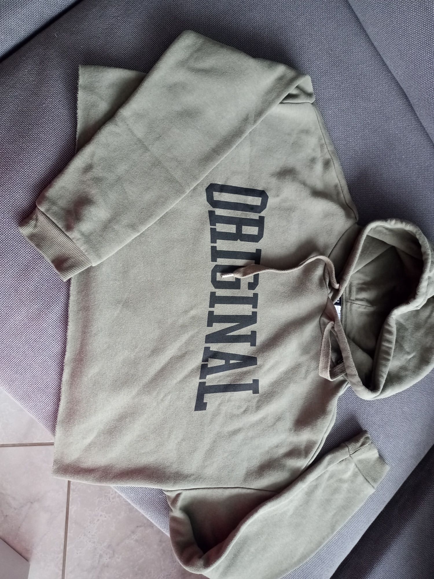 Bluza z napisem kolor oliwkowy