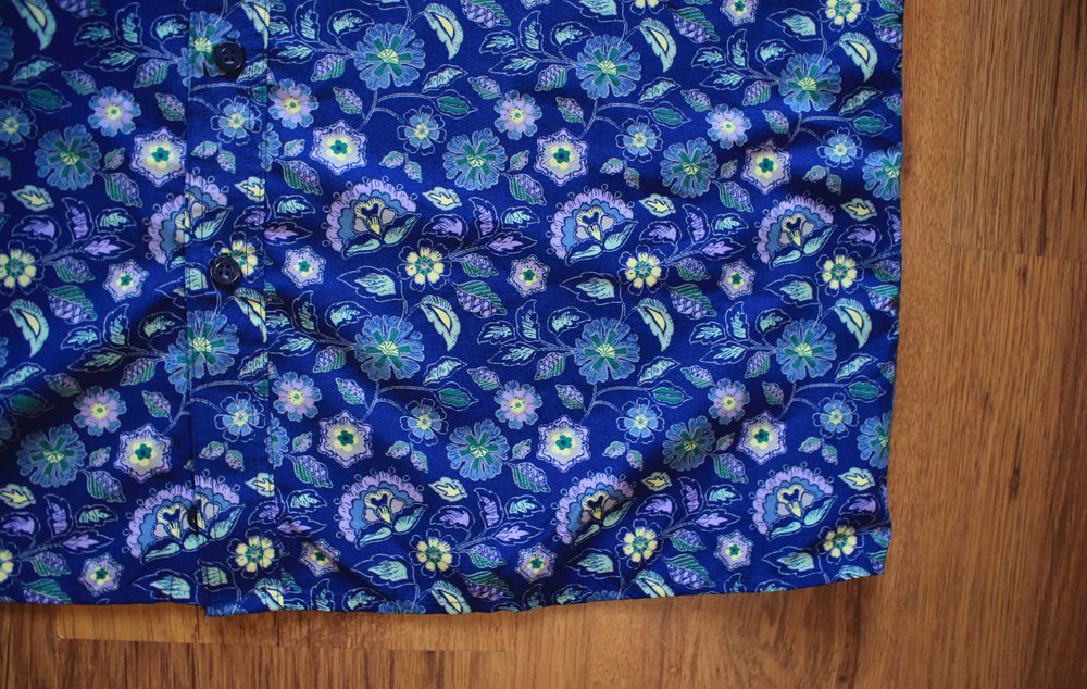 Koszula Cotton Traders r. L męska w kwiaty niebiesko-fioletowa na lato