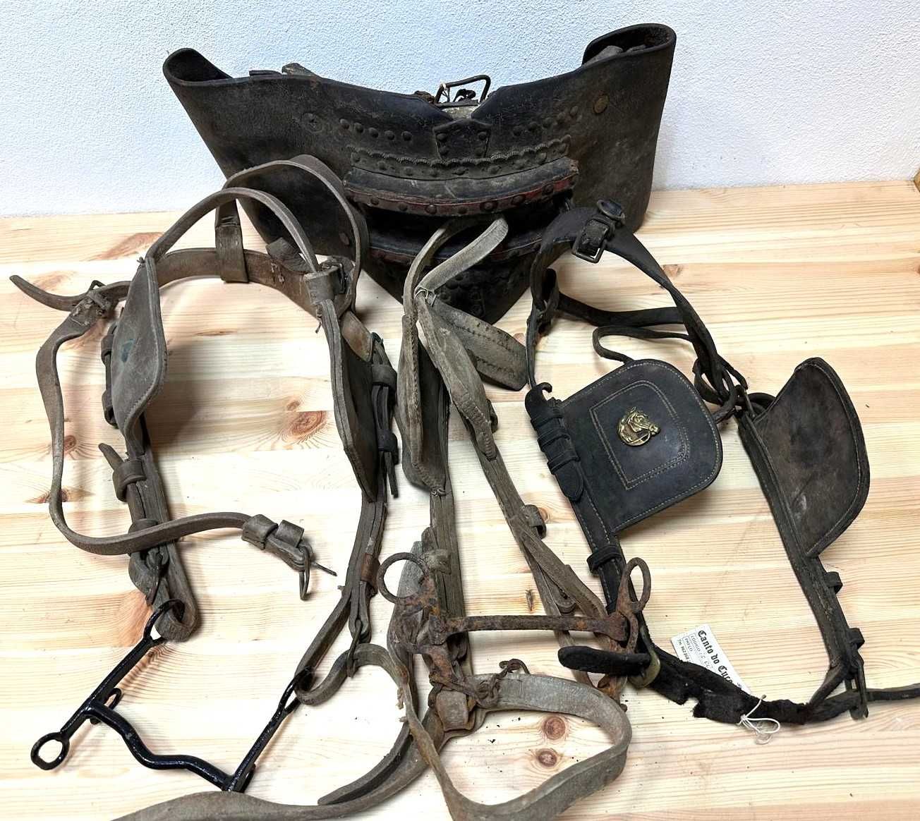 Cabrestos antigo para burros, cabeçadas, coelheiras, albarda