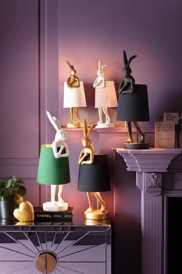 Lampa stołowa czarna w kształcie królika