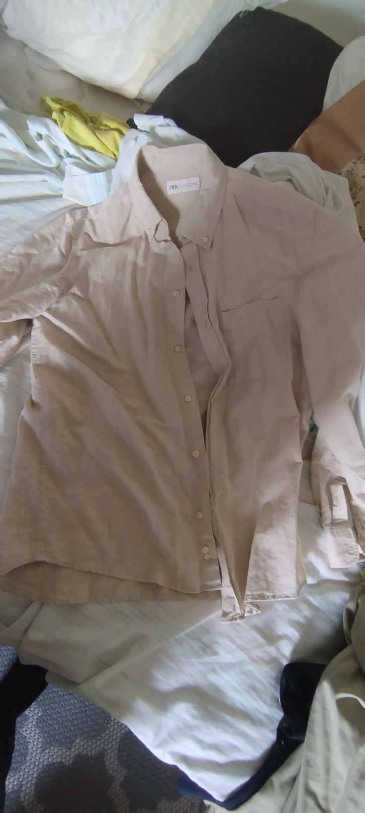 Camisa linho Zara bege Tam S