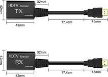 XMSJSIY Przedłużacz HDMI – męski na RJ45 przedłużacz sieciowy LAN 60 m