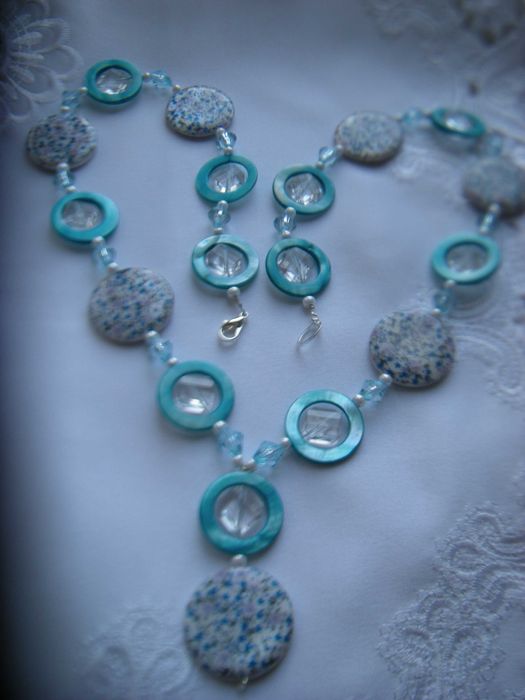 naszyjnik długi 76cm masa perłowa niezapominajki