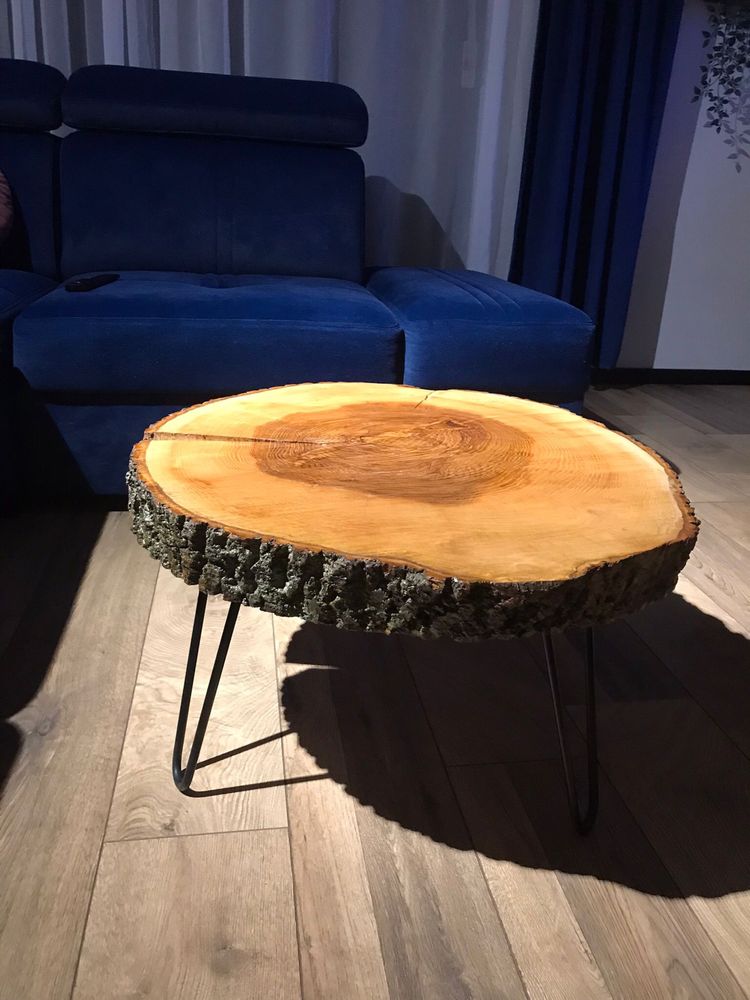 Stół Stolik Dębowy Jesion  Naturalne Drewno Plaster 40-70cmDrewna