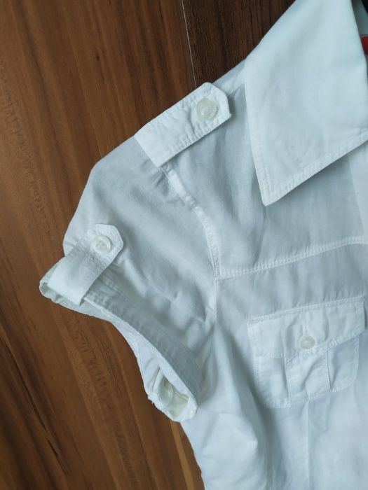Biała bluzka koszulowa koszula 36/S przewiewny materiał