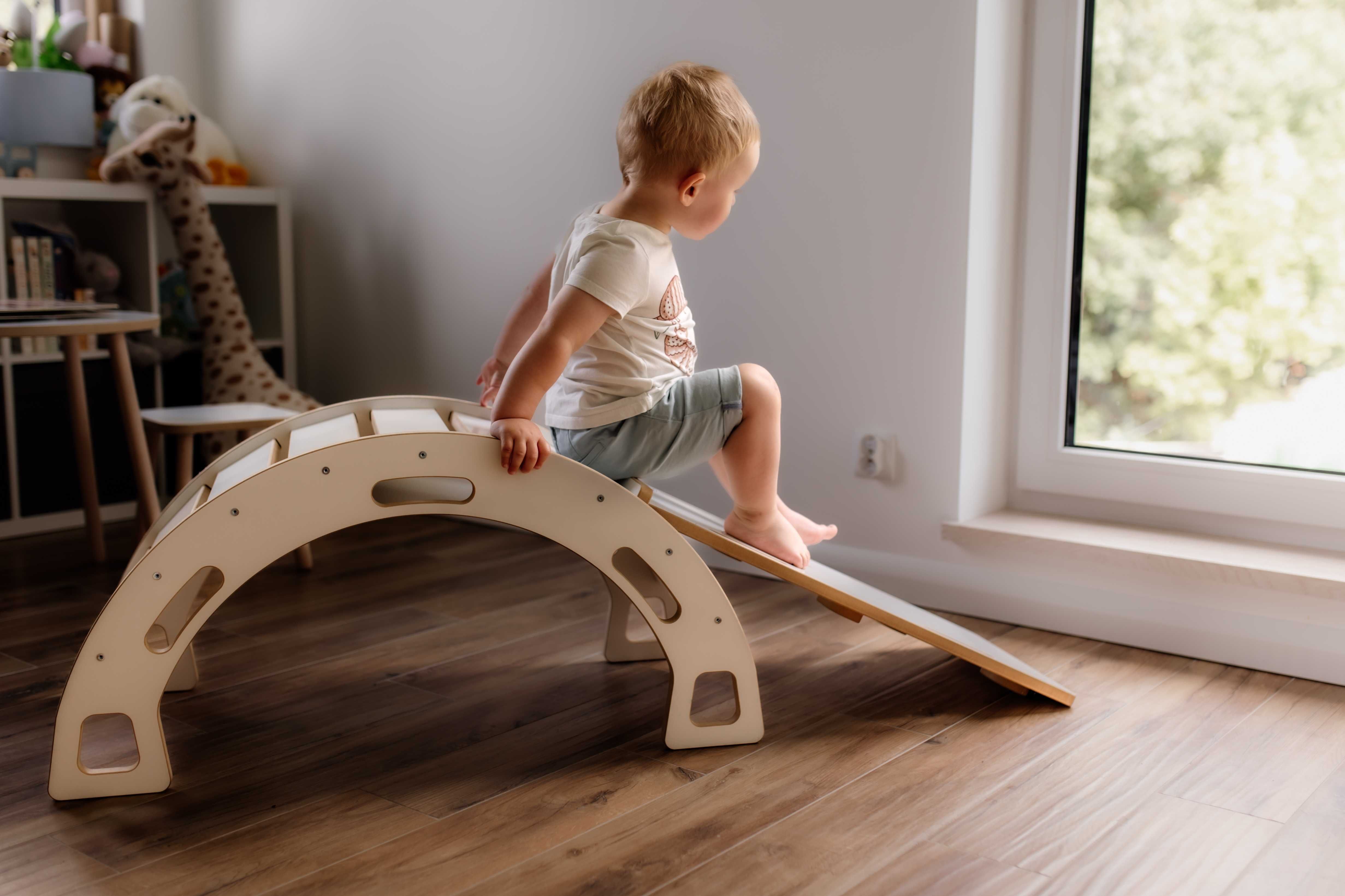 Bujak dla dziecka + zjeżdżalnia i ścianka wspinaczkowa 3w1 Montessori