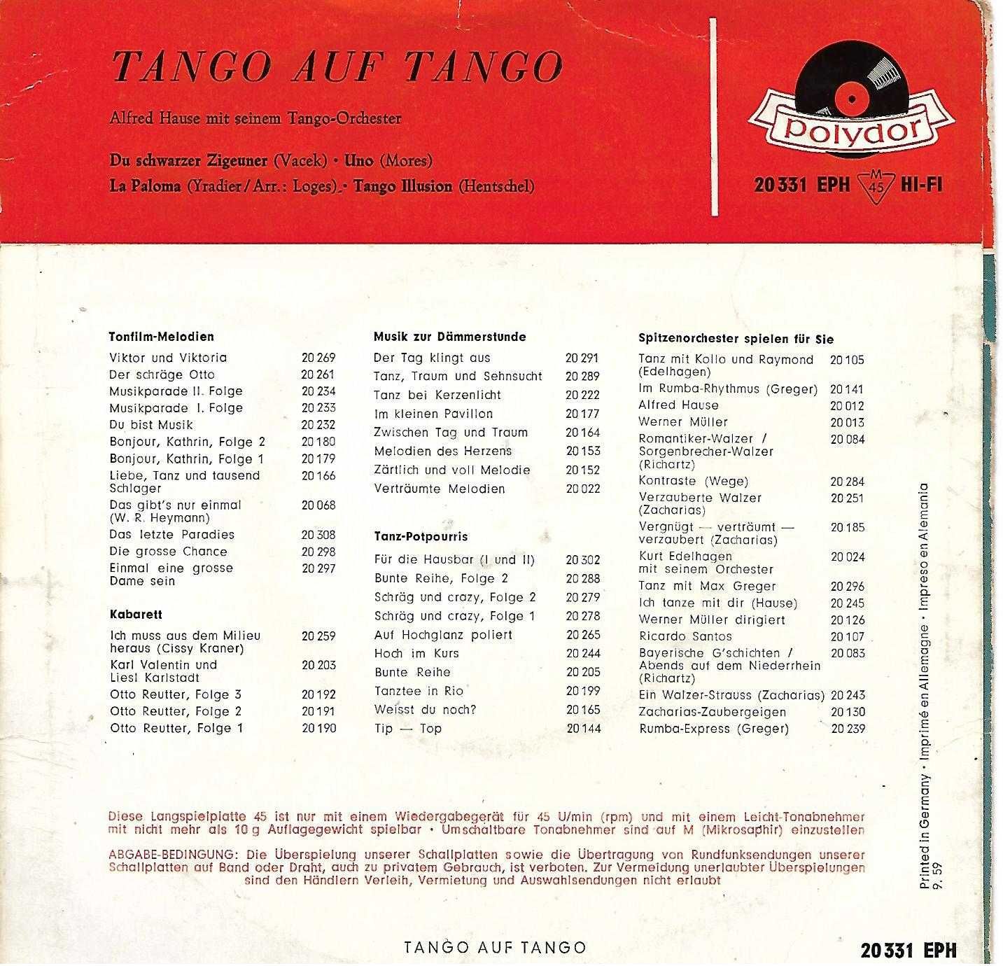 3 EP's Vinil com músicas de tangos