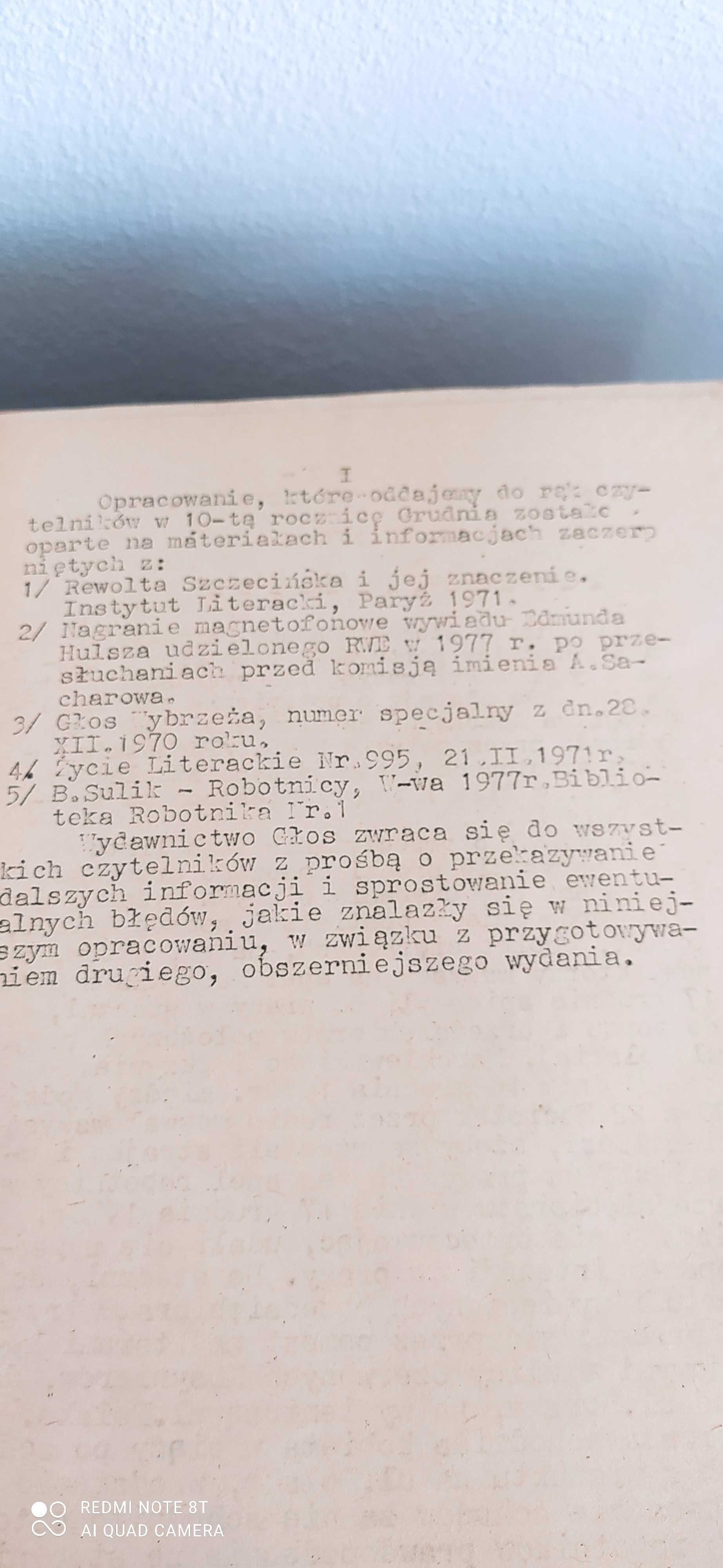 Stary biuletyny gazeta, Wydawnictwo Głos "Grudzień 1970"