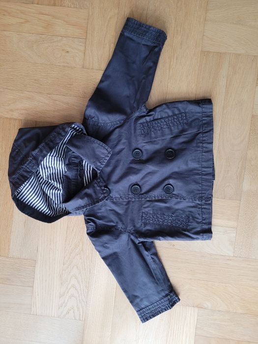 Kurtka z kapturem, trencz granatowy 68 cm 74 cm, wiosenna, letnia