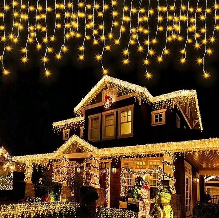 Nowe piękne lampki choinkowe Sople 500 led 24m kurtyna efekt flash