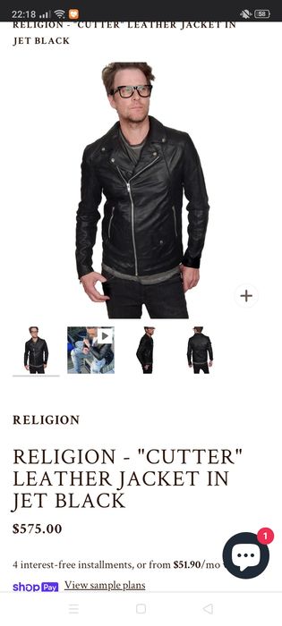 Байкерська  шкіряна куртка Religion  50 размер