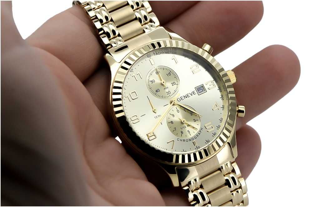 Złoty zegarek 14k 585 z bransoletą męski 14k  Geneve mw007y&mbw006y L