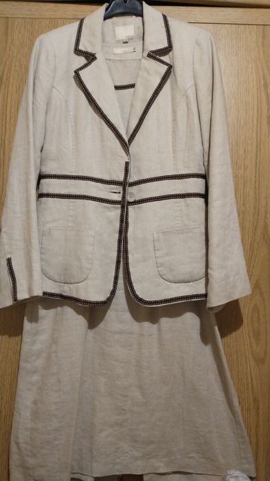 Komplet lniany : żakiet z sukienką