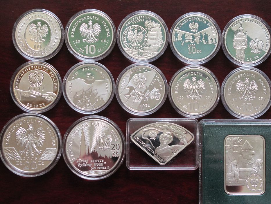 Monety srebrne kolekcjonerskie 10 i 20zł. / kompletny rocznik 2005 NBP